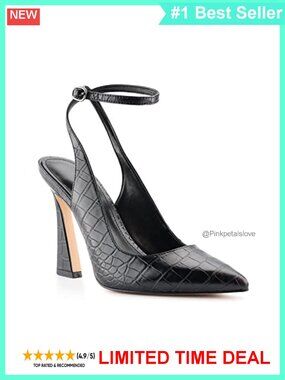 Faux Leather Slingback High Heel Pumps Pointed Toe Ankle Strap Wedding Heels